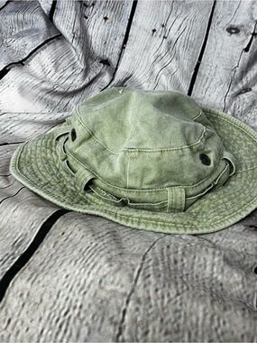 VTG Broner Green Denim Bucket Hat Cotton Skater Streetwear 90s Y2K Gorpcore Sz L